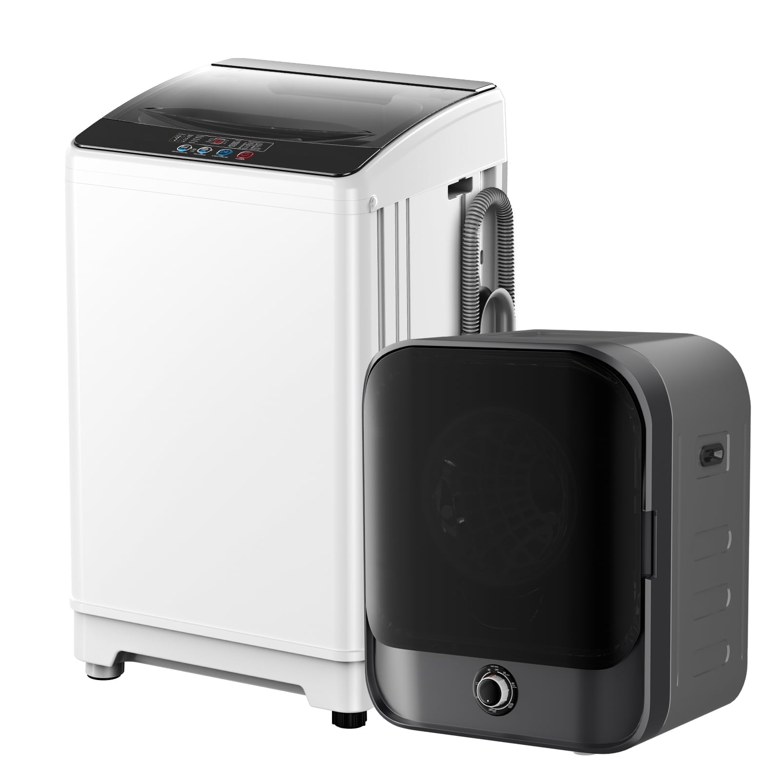 TABU Washer and Dryer Set, 19LBS Full Automatic Washing Machine & 13LBS Compact Dryer (Gray&White)