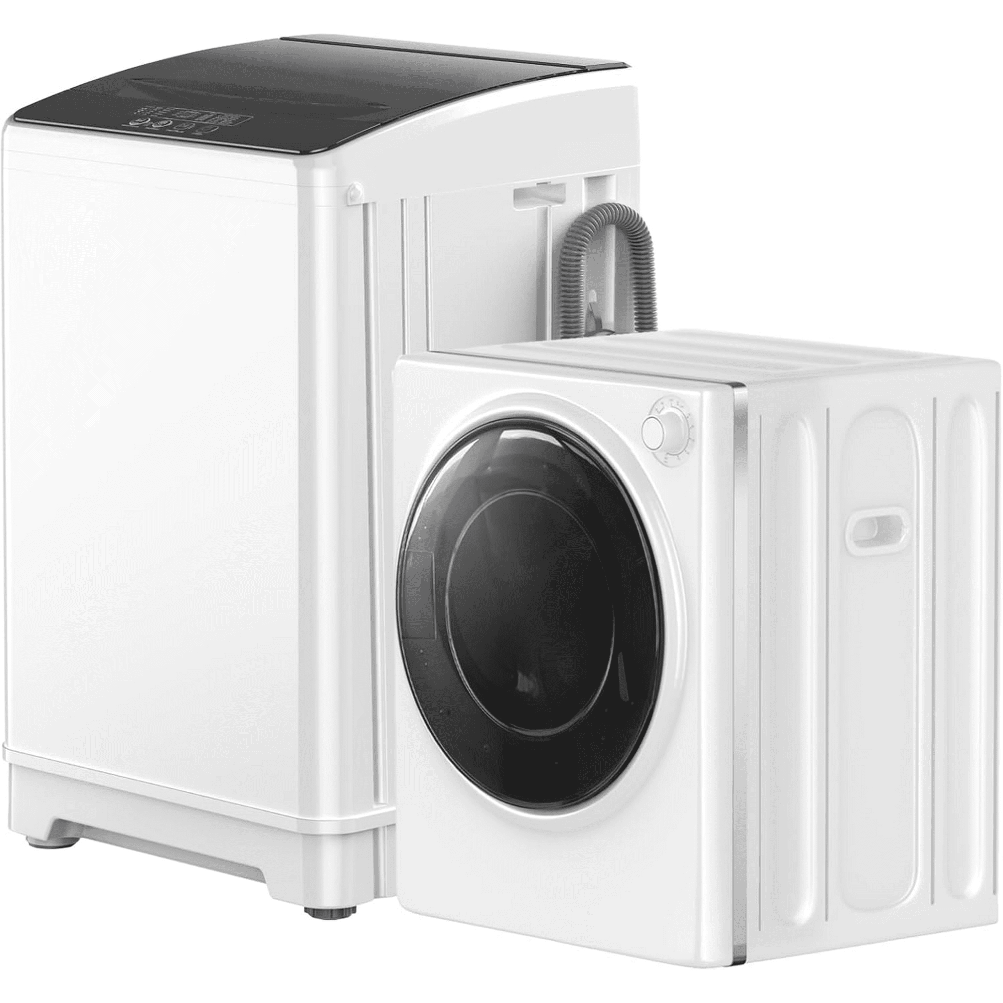 TABU Washer and Dryer Set, 19LBS Full Automatic Washing Machine & 13LBS Compact Dryer (Gray&White)
