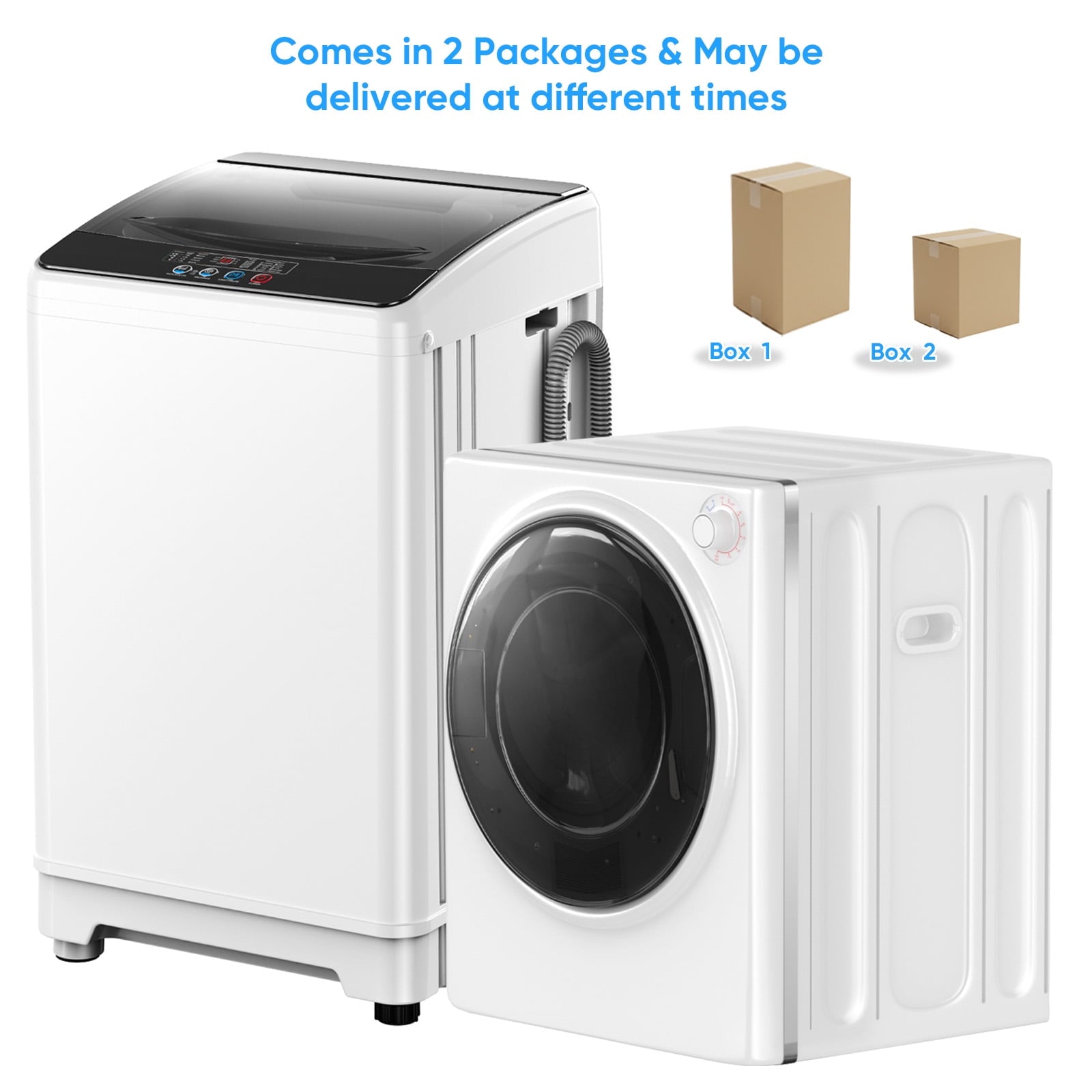 TABU Washer and Dryer Set, 17.6LBS Full Automatic Washing Machine &2.6Cu.ft Portable Dryer Combo (White)