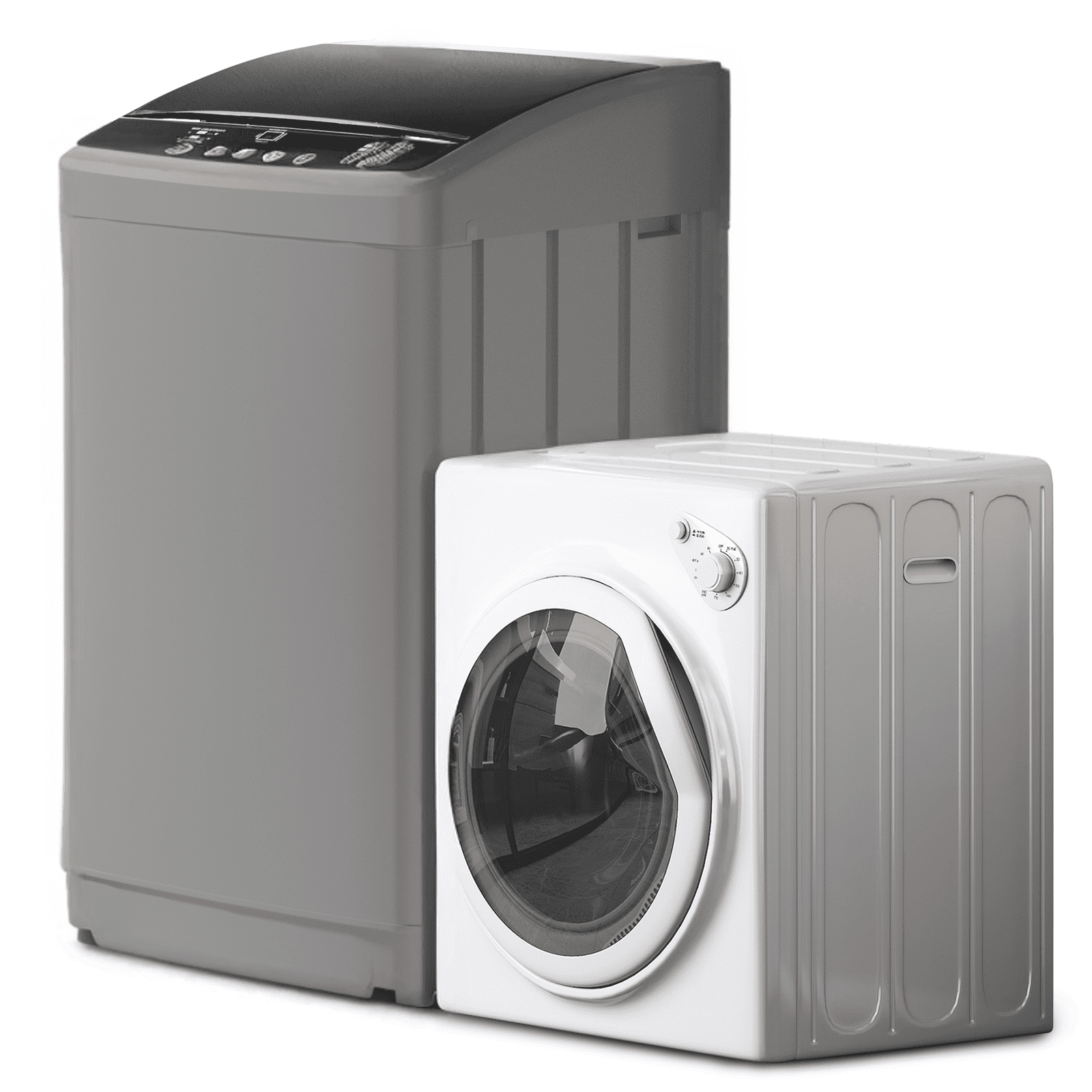 TABU Washer and Dryer Set, 19LBS Full Automatic Washing Machine & 13LBS Compact Dryer (Gray&White)