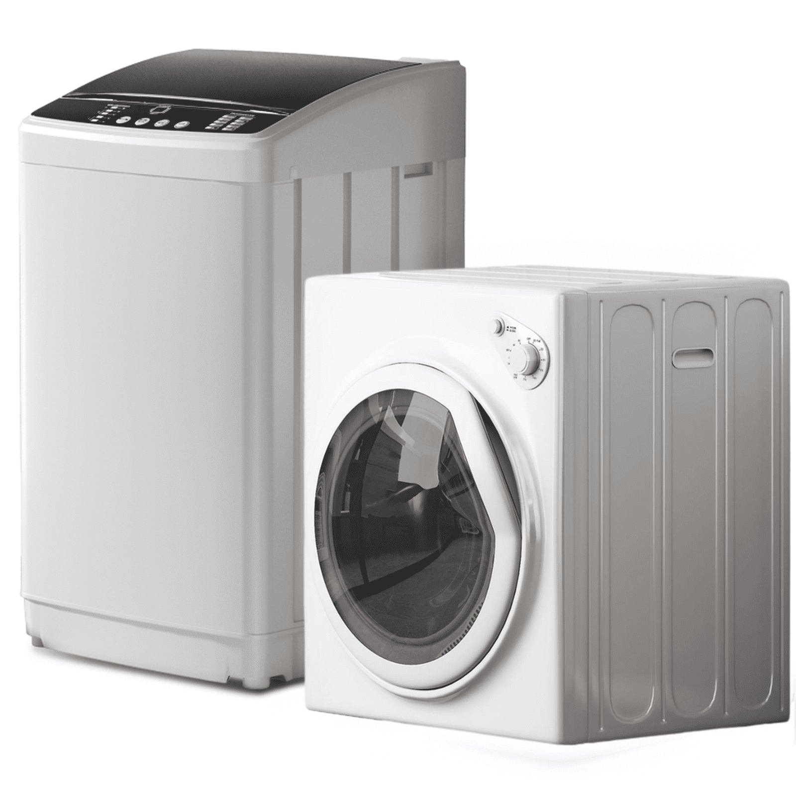 TABU Washer and Dryer Set, 19LBS Full Automatic Washing Machine & 13LBS Compact Dryer (Gray&White)