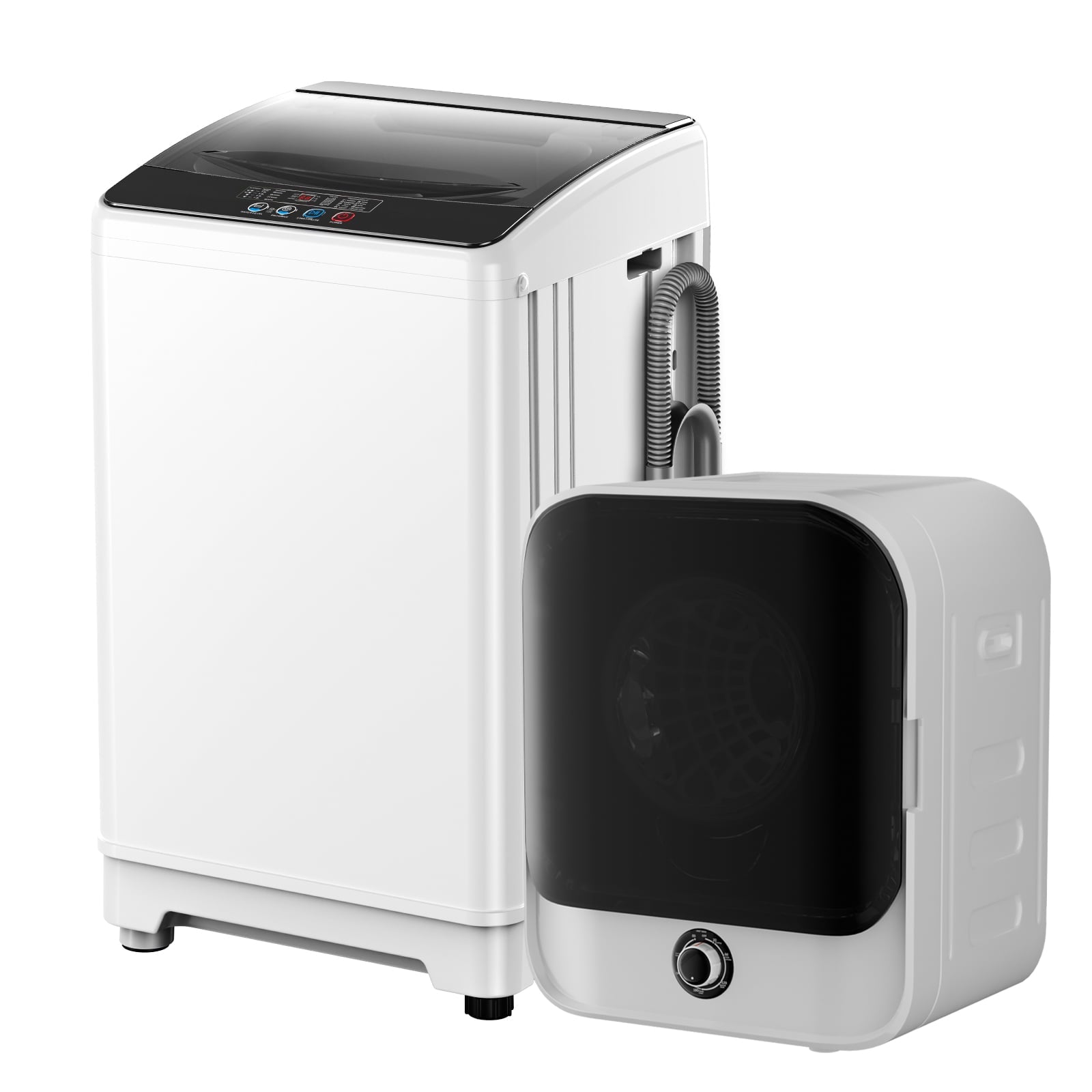 TABU Washer and Dryer Set, 19LBS Full Automatic Washing Machine & 13LBS Compact Dryer (Gray&White)