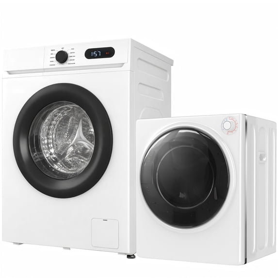 TABU Washer and Dryer Set, 19LBS Full Automatic Washing Machine & 13LBS Compact Dryer (Gray&White)