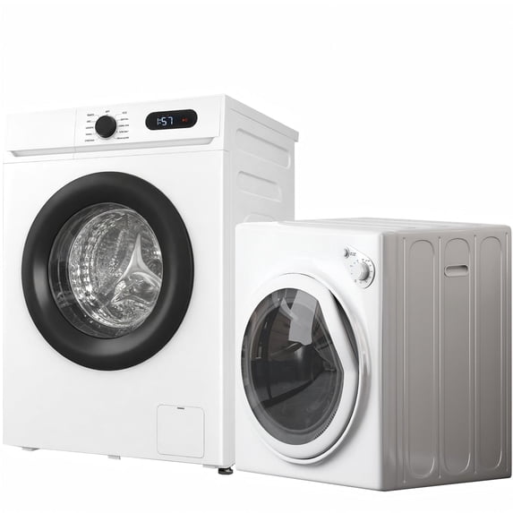 TABU Washer and Dryer Set, 19LBS Full Automatic Washing Machine & 13LBS Compact Dryer (Gray&White)