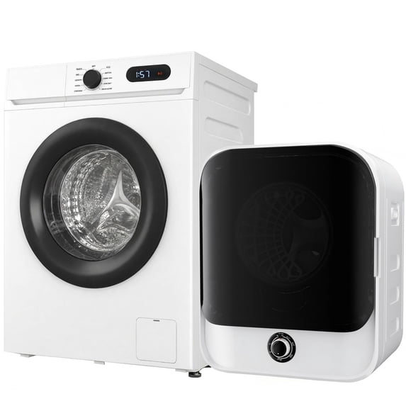 TABU Washer and Dryer Set, 19LBS Full Automatic Washing Machine & 13LBS Compact Dryer (Gray&White)