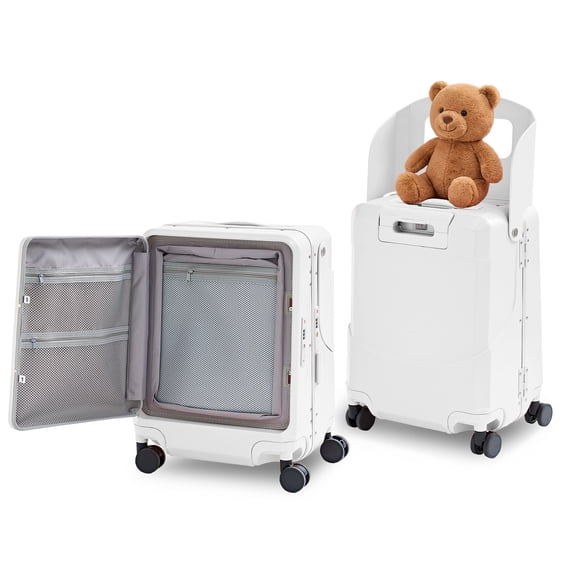 TABU 20" Ride on Luggage with Seat for Kids, Kids Luggage with Wheels & TSA Lock for Travel,Pink