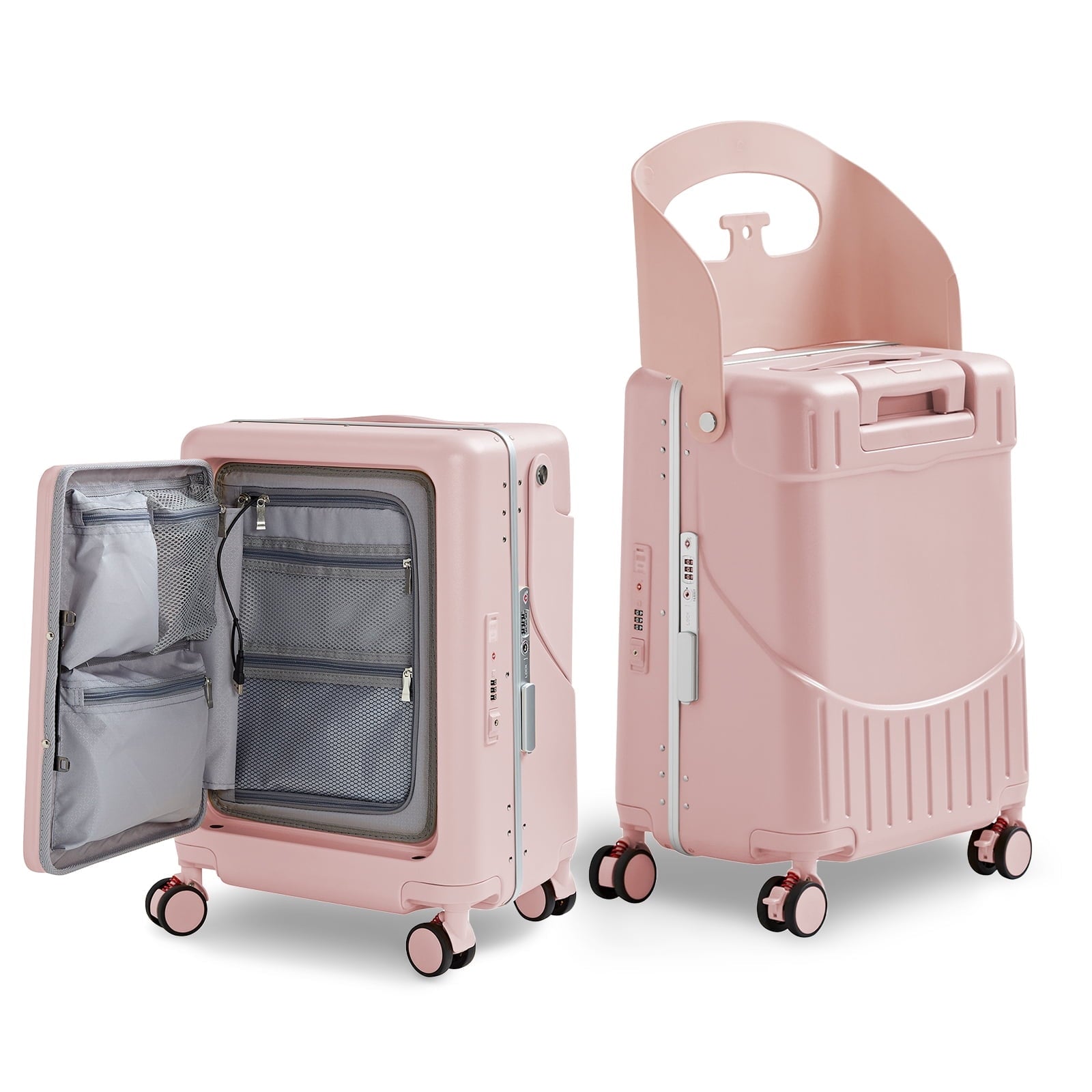 TABU 20" Ride on Luggage with Seat for Kids, Kids Luggage with Wheels & TSA Lock for Travel,Pink