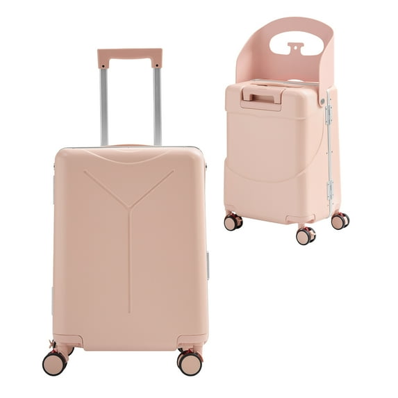 TABU 20" Ride on Luggage with Seat for Kids, Kids Luggage with Wheels & TSA Lock for Travel,Pink