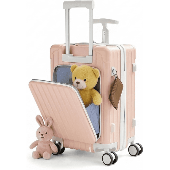 TBAU Ride-On Suitcase for Kids with Seat, Front Opening Carry-On Luggage, 360° Lockable Spinner and TSA Lock, Black