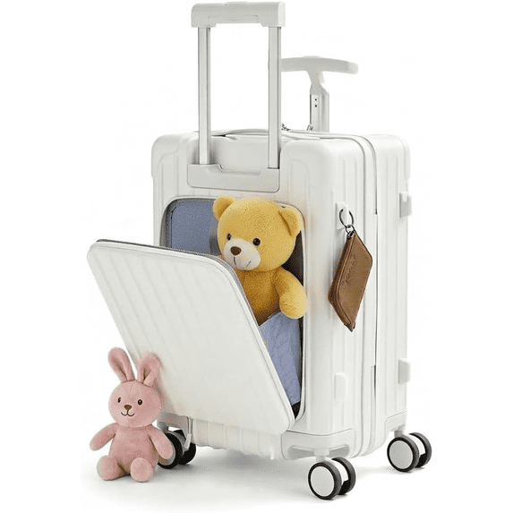 TBAU Ride-On Suitcase for Kids with Seat, Front Opening Carry-On Luggage, 360° Lockable Spinner and TSA Lock, Green