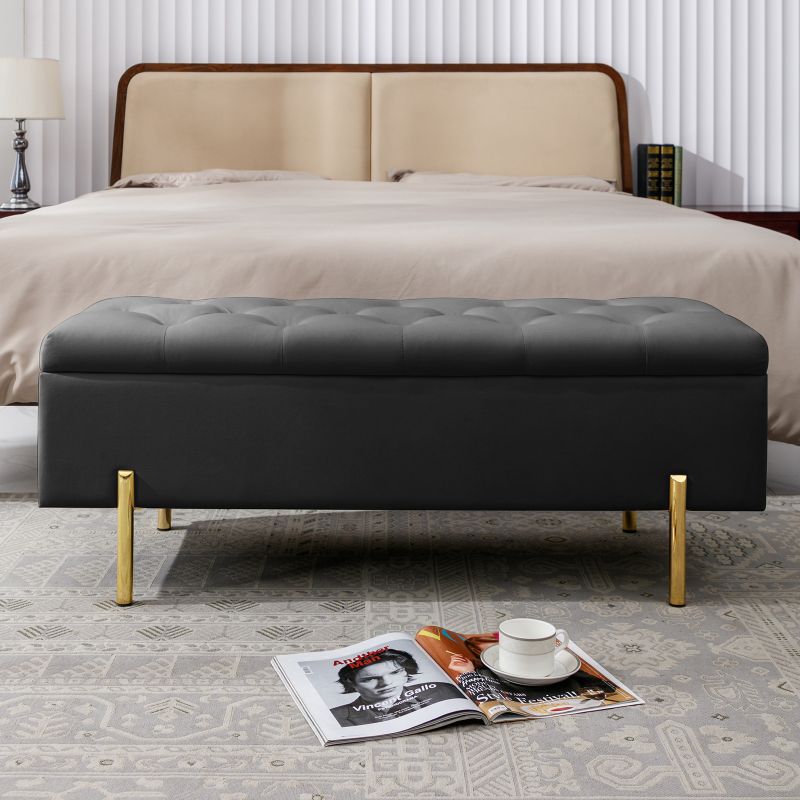 Cecer Velvet Bed Bench with Storage Space