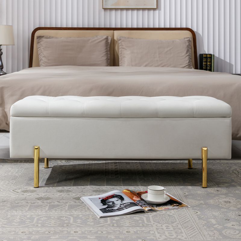 Cecer Velvet Bed Bench with Storage Space