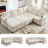 ZAFLY 101"W U Shaped Pull Out Couch, Convertible Sleeper Sofa Bed with Storage, Corduroy Sectional Sofas for Living Room