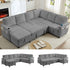 ZAFLY 101"W U Shaped Pull Out Couch, Convertible Sleeper Sofa Bed with Storage, Corduroy Sectional Sofas for Living Room