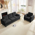 ZAFLY 3 Piece Living Room Sofa Set with Solid Wood, Chenille Couch and Loveseat Sets - Dark Gray