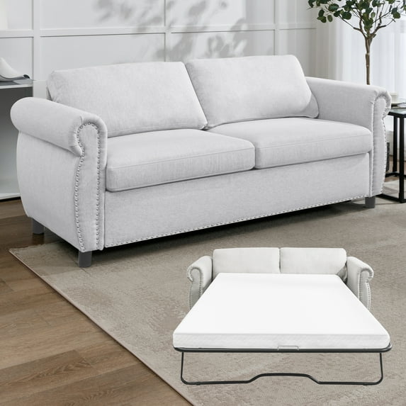 ZAFLY 2-in-1 Queen Size Pull Out Sofa Bed | Convertible Loveseat with Mattress | Sleeper Sofa Couch for Living Room