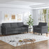 ZAFLY 3 Piece Living Room Sofa Set, 3 Seat Sofa + Loveseat + Armchair, Couches Sets with Solid Wood Frame for Living Room - Dark Gray