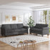 ZAFLY 3 Piece Living Room Sofa Set, 3 Seat Sofa + Loveseat + Armchair, Couches Sets with Solid Wood Frame for Living Room - Dark Gray