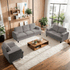 ZAFLY 3 Piece Living Room Sofa Set with Solid Wood, Chenille Couch and Loveseat Sets - Dark Gray
