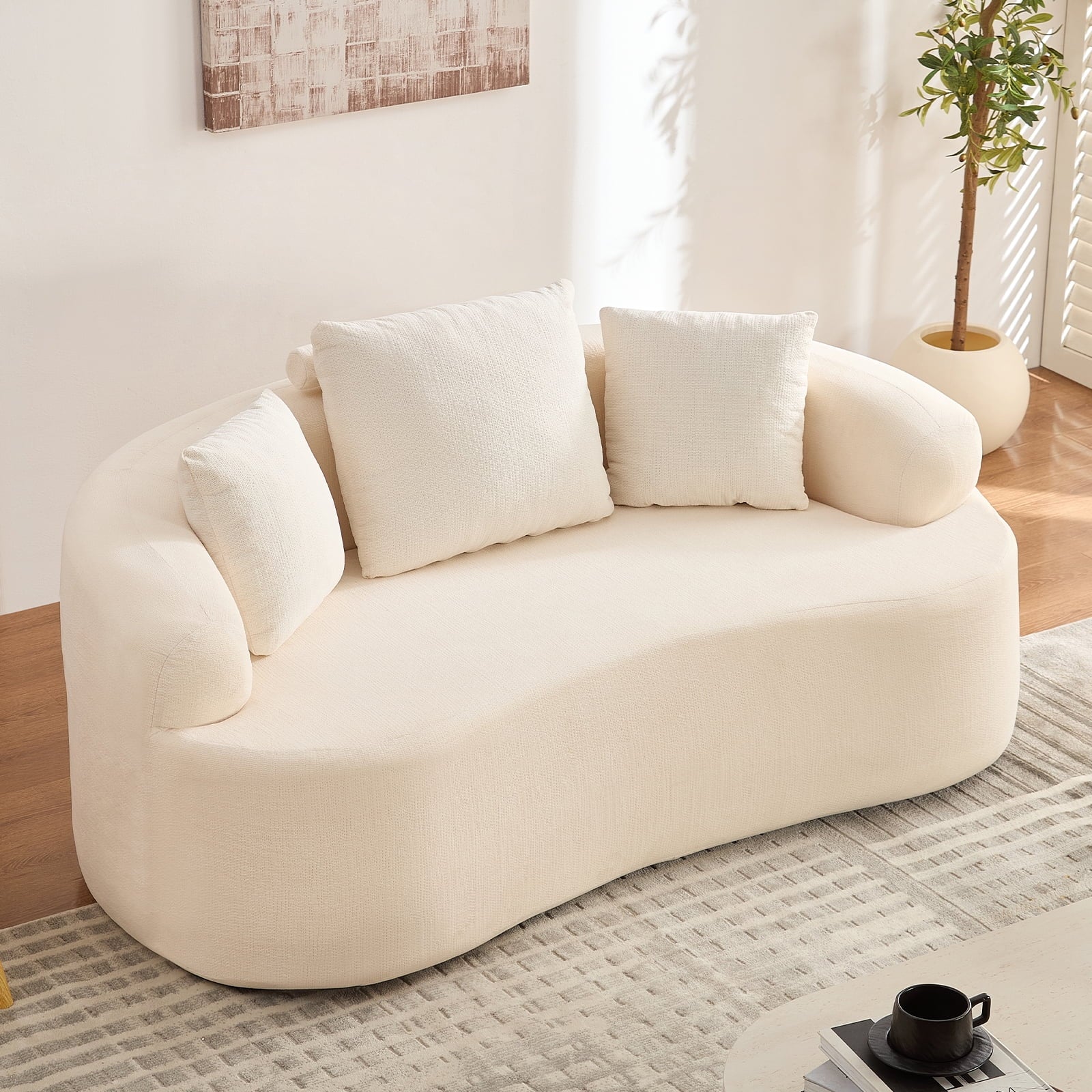 ZAFLY 67” Cloud Comfy Sofa, Deep Seat Loveseat for Living Room, Chenille 2 Seater Cloud Couch, No Assembly Required