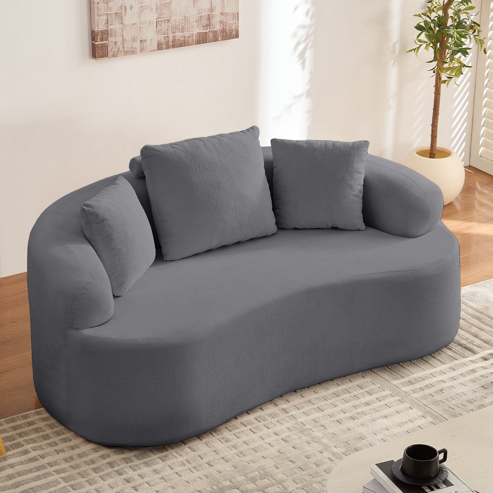 ZAFLY 67” Cloud Comfy Sofa, Deep Seat Loveseat for Living Room, Chenille 2 Seater Cloud Couch, No Assembly Required