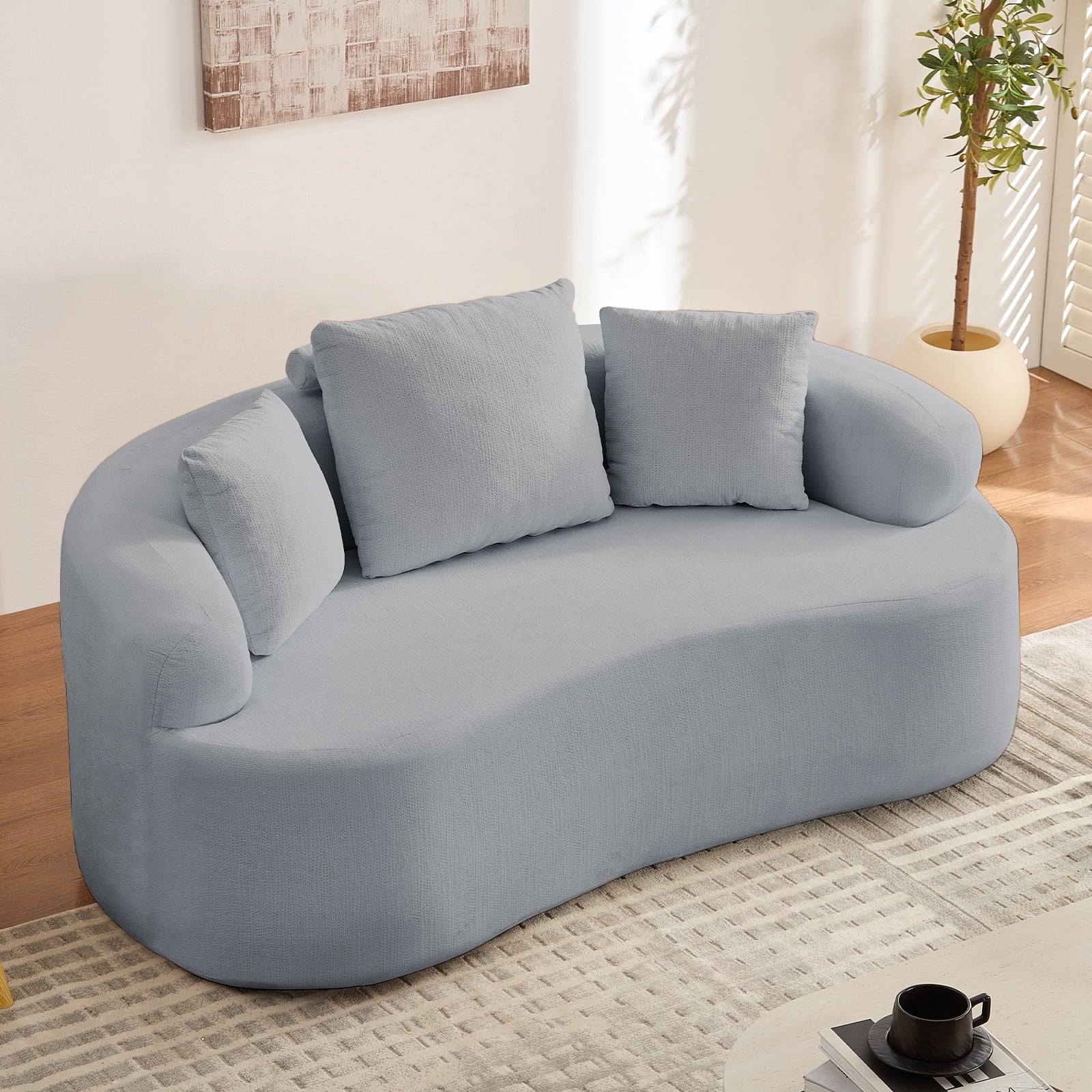 ZAFLY 67” Cloud Comfy Sofa, Deep Seat Loveseat for Living Room, Chenille 2 Seater Cloud Couch, No Assembly Required