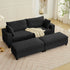 ZAFLY 85” Black Sectional Sofa with Chaise, Oversized Loveseat Deep Seat Couch, Corduroy Sleeper Sofa for Small Spaces/Apartment