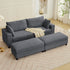 ZAFLY 85” Black Sectional Sofa with Chaise, Oversized Loveseat Deep Seat Couch, Corduroy Sleeper Sofa for Small Spaces/Apartment