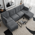 ZAFLY 89”w U/L Shaped Sectional Couch with Movable Ottoman, Corduroy Sectional Sofas for Living Room