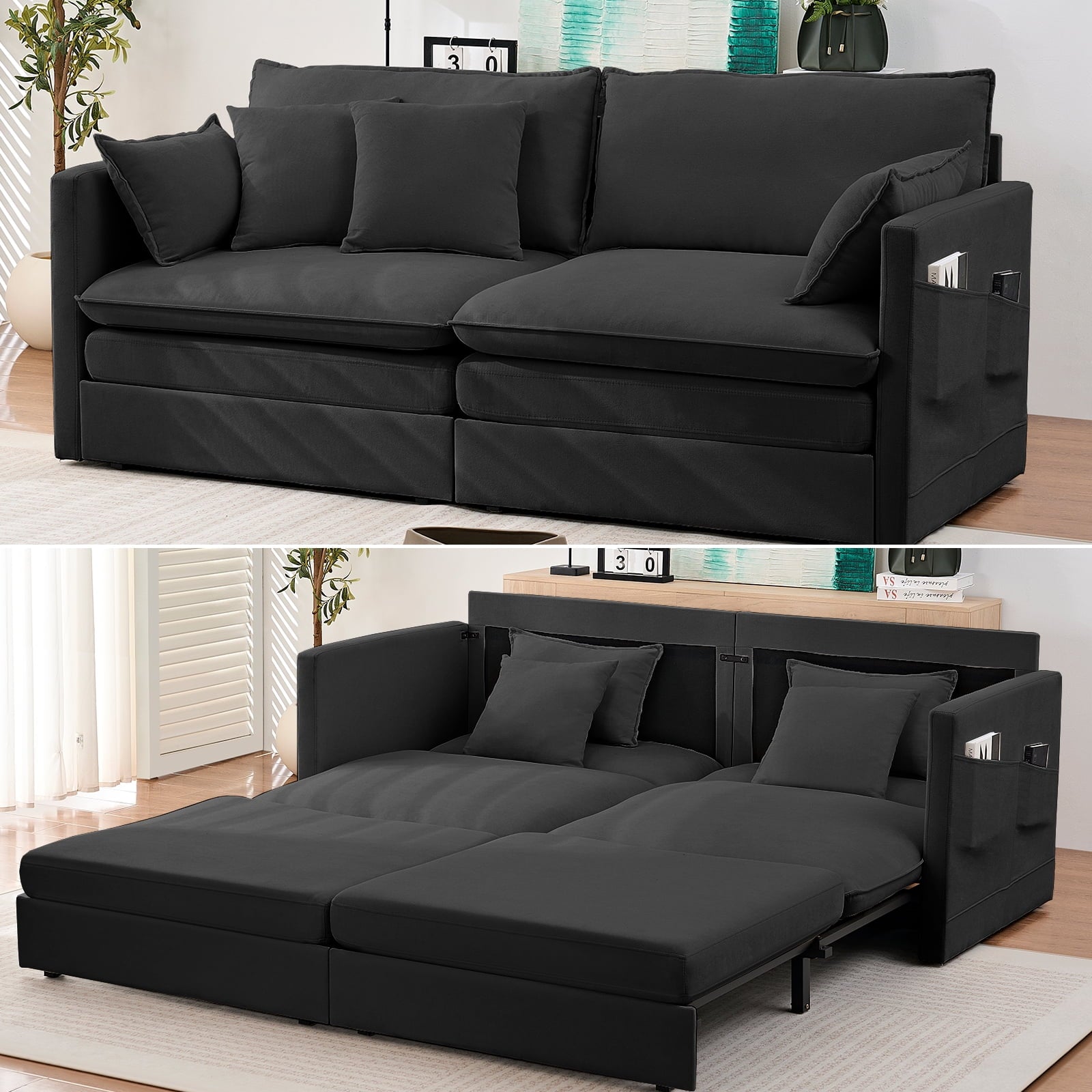 ZAFLY Convertible Sleeper Sofa Bed, 78”Queen Size Pull Out Couch Bed, Loveseat Sleeper Sofa Bed for Small Space/Apartment,