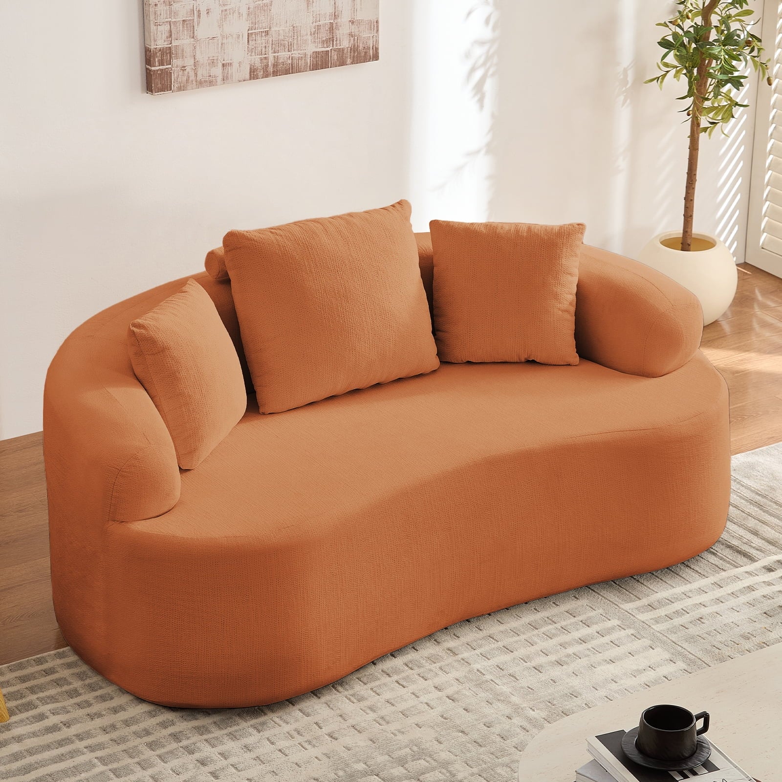 ZAFLY 67” Cloud Comfy Sofa, Deep Seat Loveseat for Living Room, Chenille 2 Seater Cloud Couch, No Assembly Required