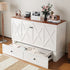 ZAFLY Murphy Bed with Trifold Foam Mattress, Cabinet Bed with Charging Station, Queen Size Cabinet Chest Bed with Large Drawers for Living Room/Bedroom