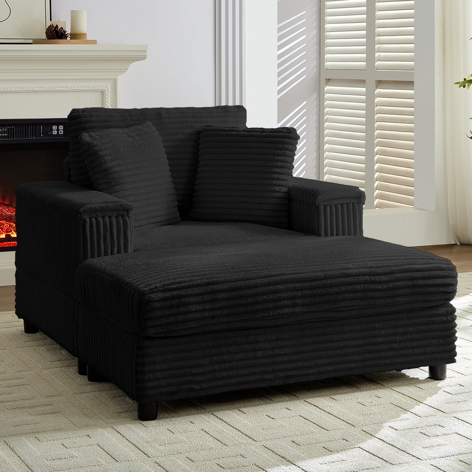 ZAFLY Oversized Accent Chair with Storage Ottoman, Single Sleeper Sofa Armchair, Lounge Sofa Bed for Living Room
