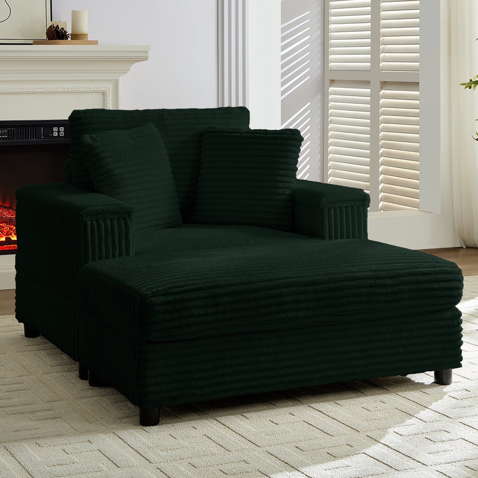 ZAFLY Oversized Accent Chair with Storage Ottoman, Single Sleeper Sofa Armchair, Lounge Sofa Bed for Living Room