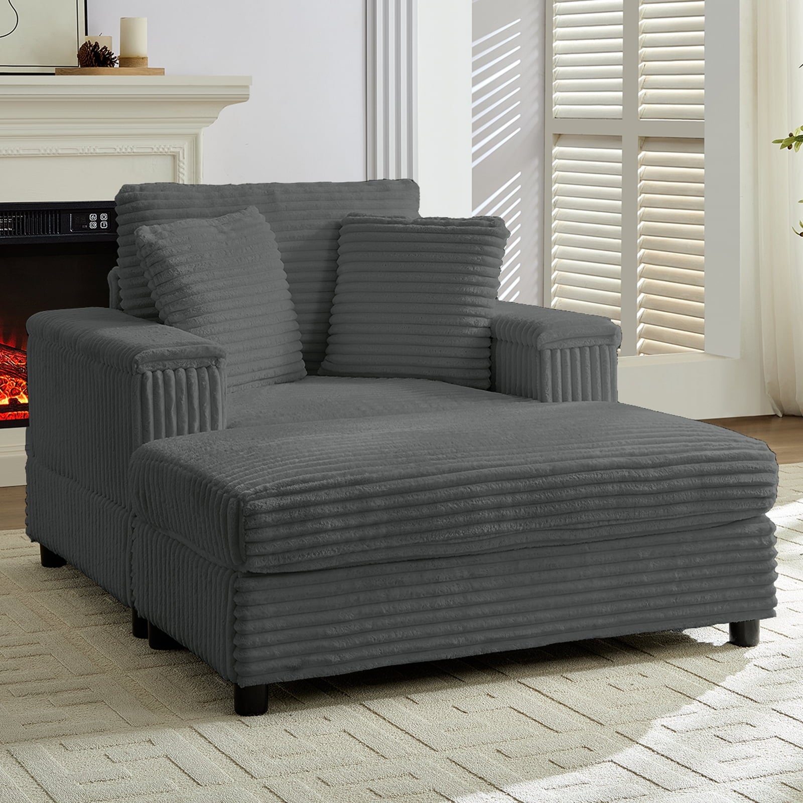 ZAFLY Oversized Accent Chair with Storage Ottoman, Single Sleeper Sofa Armchair, Lounge Sofa Bed for Living Room