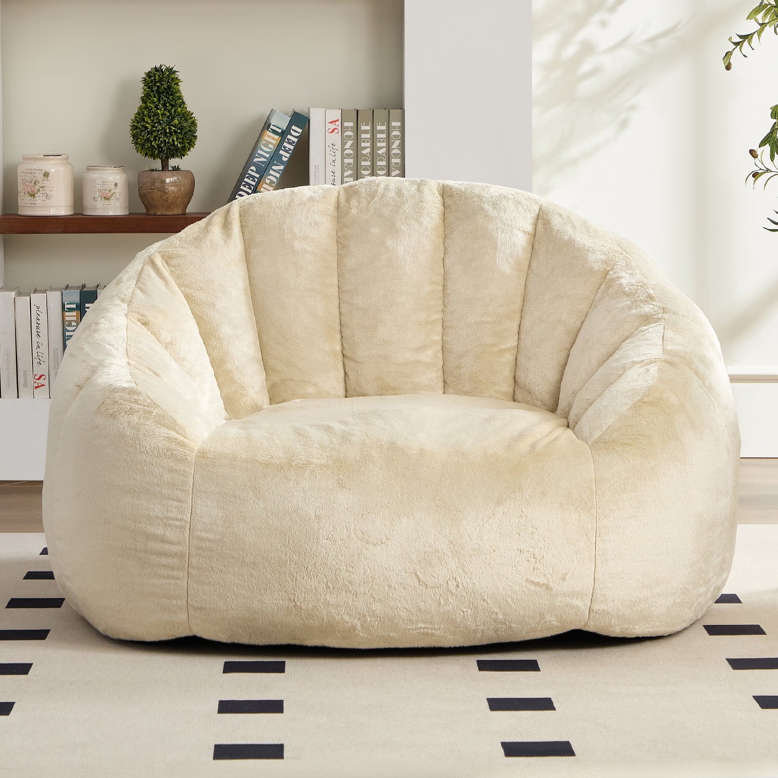 ZAFLY Oversized Bean Bag Chair for Adults, Faux Fur Large Comfy Chair, Big Lazy Sofa Chair Floor Sofa for Gaming