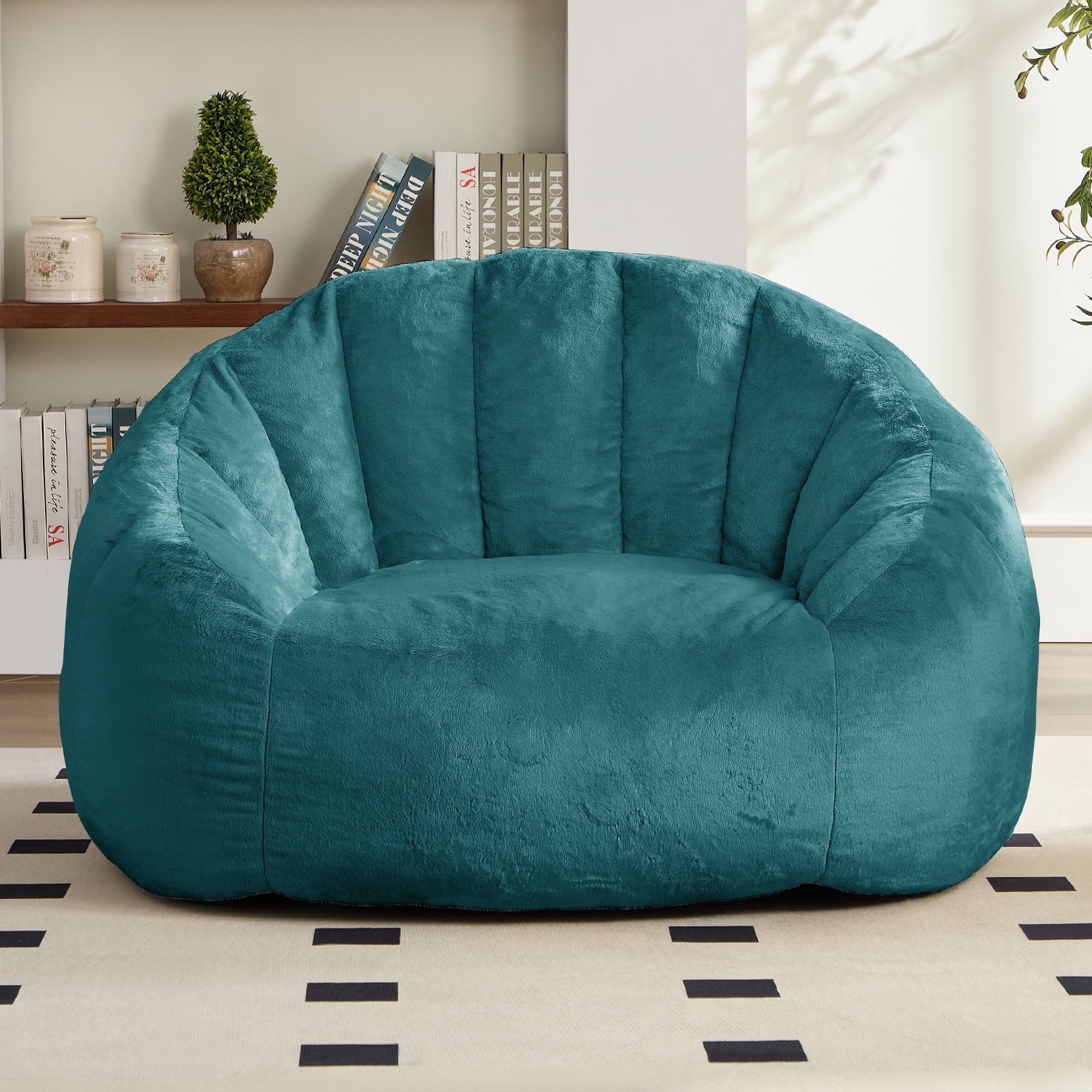 ZAFLY Oversized Bean Bag Chair for Adults, Faux Fur Large Comfy Chair, Big Lazy Sofa Chair Floor Sofa for Gaming
