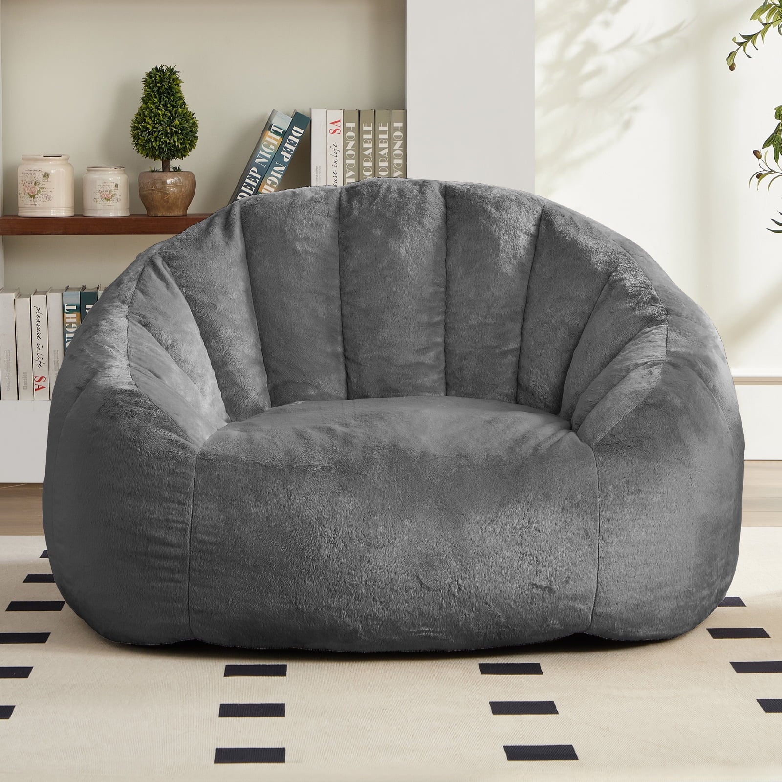 ZAFLY Oversized Bean Bag Chair for Adults, Faux Fur Large Comfy Chair, Big Lazy Sofa Chair Floor Sofa for Gaming