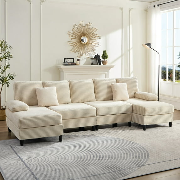 ZAFLY U Shaped Sectional Sofa, Sofas and Couches with Double Chaise, Sectionals for Living Room -