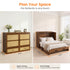 Mjkone Murphy Bed Queen with Mattress,Murphy Cabinet Bed with Rattan Panel and Charging Station,Multifunctional Storage Cabinet Bed for Bedroom