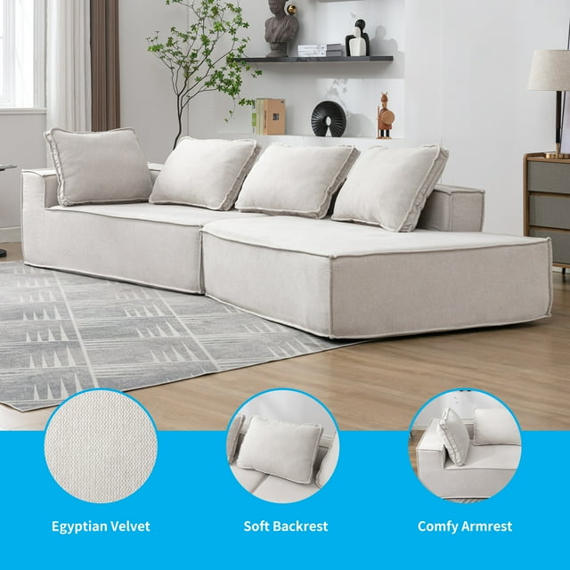 Cecer Convertible Sectional Sofa, Curved Modern Sofas for Living Room