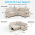 Mjkone Sectional Sleeper Sofa with Pull Out Bed,L-Shaped Sectional Sofa with Storage,Plush Corduroy Sectional Couches for Living Room,