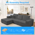 ZAFLY 108" Cloud Sectional Sofa, Modular Corduroy Deep Seat Couch, L Shaped Couches for Living Room, No Assembly Required - Black