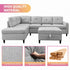 CECER L Shaped Sectional Sofa with Left Hand Facing Chaise,Free Combination Ottoman, Modular Sectional Sofa with Rivet Trim,Upholstered Sofa Couches for Living Room,Dark Grey