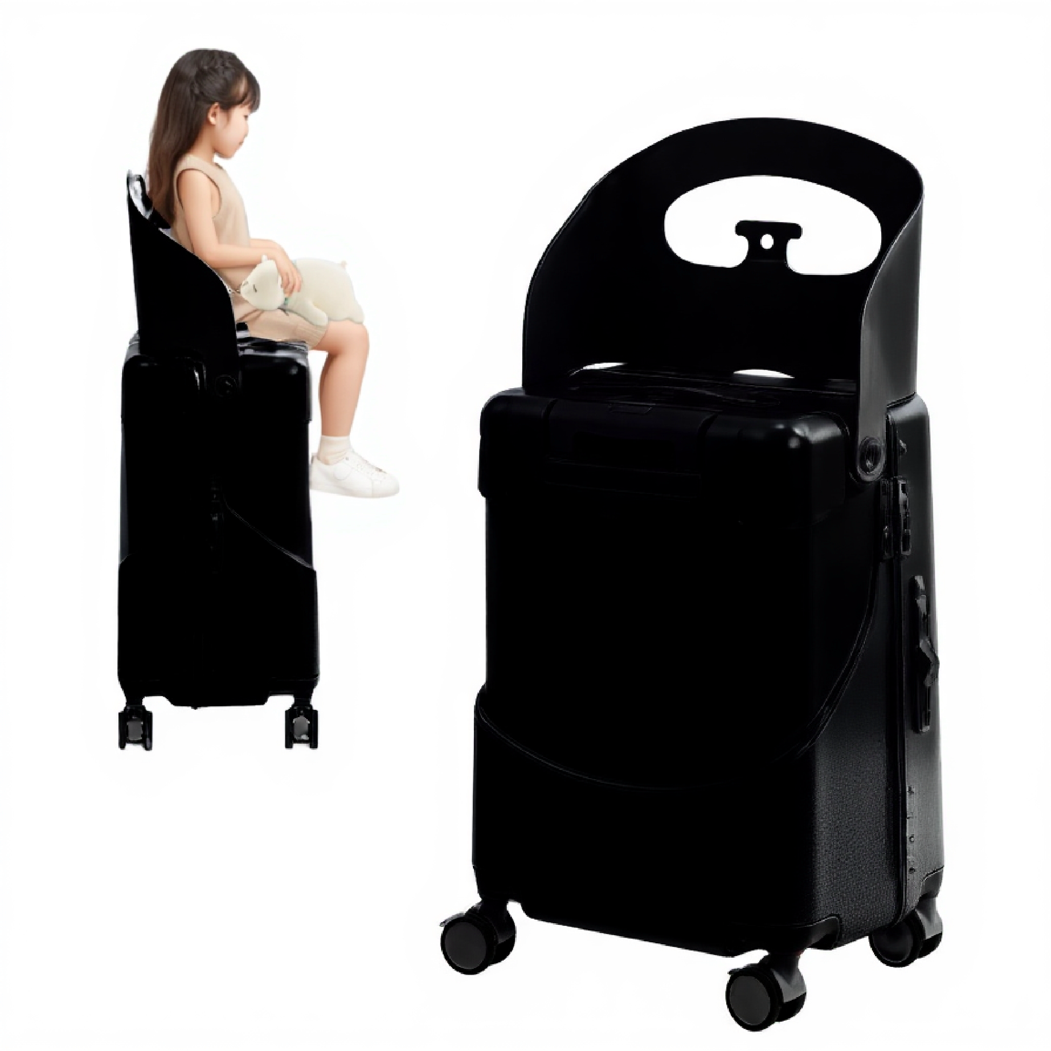 TABU 20" Ride on Luggage with Seat for Kids, Kids Luggage with Wheels & TSA Lock for Travel,Pink