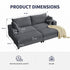 ZAFLY 85” Black Sectional Sofa with Chaise, Oversized Loveseat Deep Seat Couch, Corduroy Sleeper Sofa for Small Spaces/Apartment