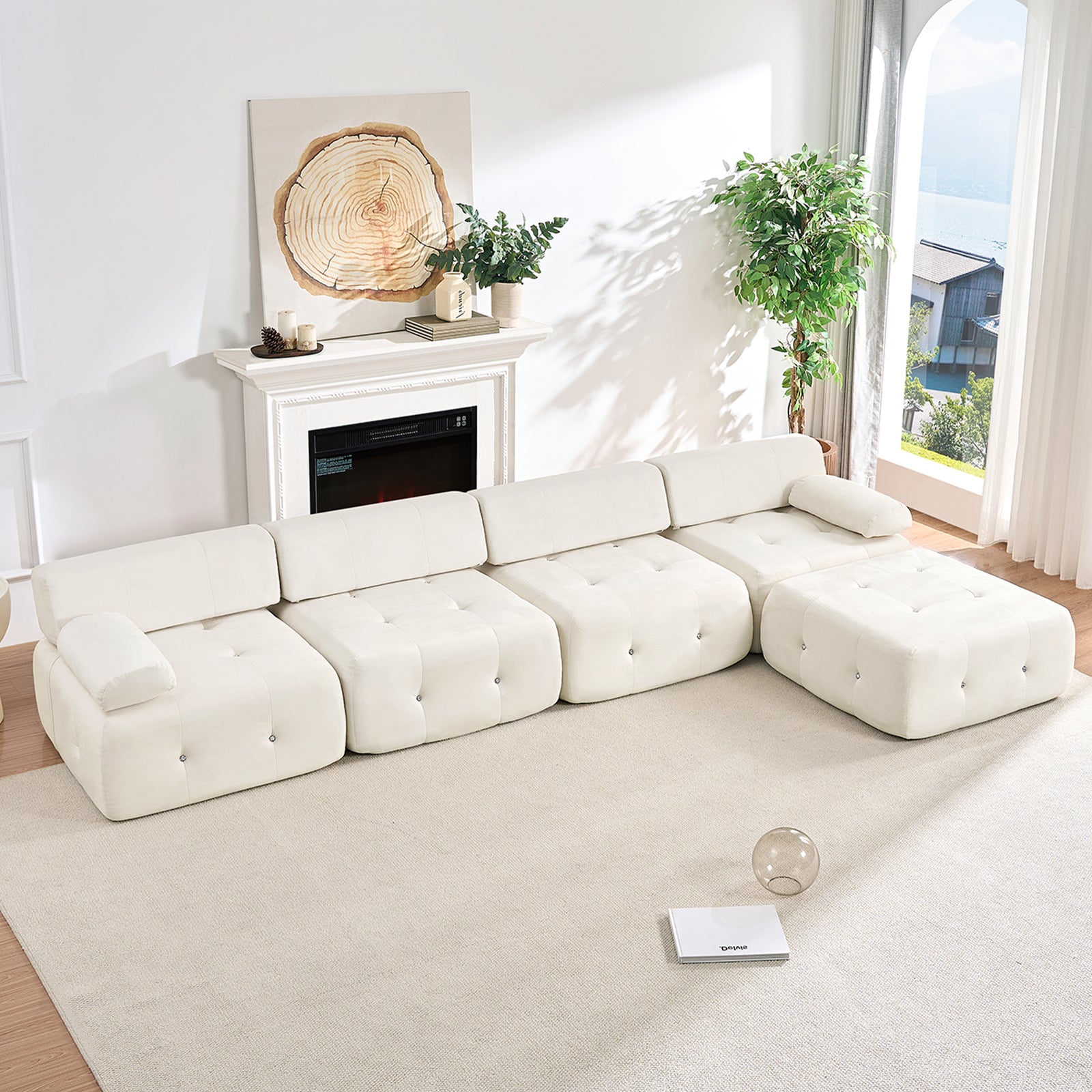 BALUS Oversized Sectional Couches for Living Room,4 Seat U-Shaped Modular Sectional Sofa with Movable Ottomans , No Assembly, Velvet