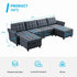 Cecer Convertible Sectional Sofa with Storage Ottomans, U-Shaped Modular Sofa with Adjustable Armrests for Living Room