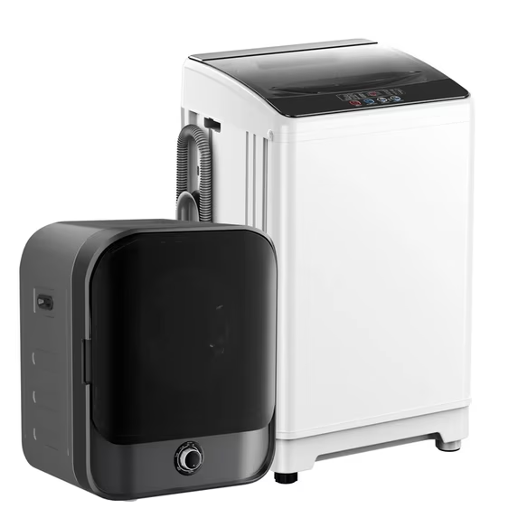 TABU Washer and Dryer Set, 19LBS Full Automatic Washing Machine & 13LBS Compact Dryer (Gray&White)