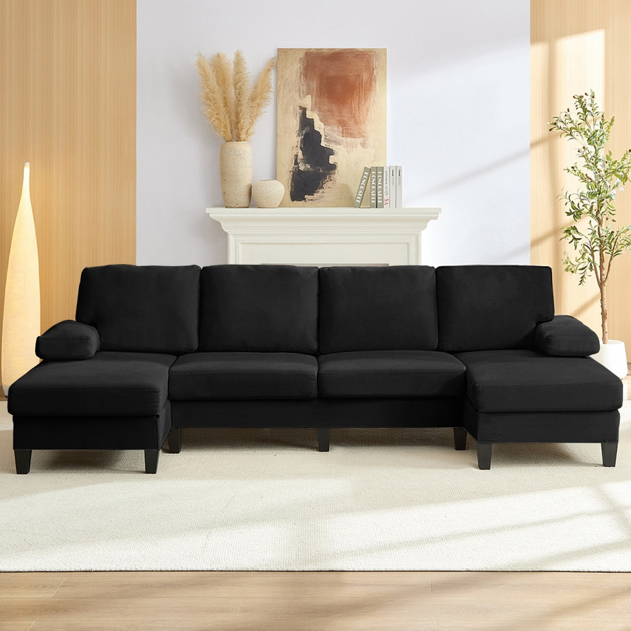 Puremind 110" Sectional Couches with Chaises for Living Room, 4 Seater U Shaped Sofa, Living Room Sets Furniture for Home/Office